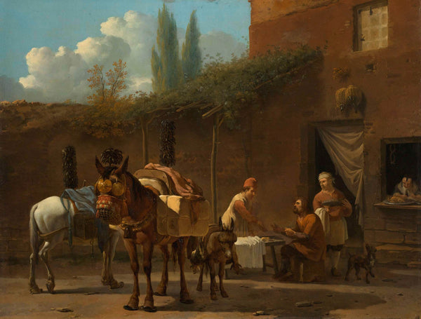 karel-dujardin-1658-muleteers-at-an-inn-art-print-fine-art-reproduction-wall-art-id-aqwmomxrd