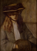 raymond-McIntyre-1906-kvinne-med-pels-muff-art-print-fine-art-gjengivelse-vegg-art-id-aqx212560