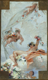 gabriel-ferrier-1889-skica-za-vas-dvorana-pariške-mestne hiše-rože-umetnost-tisk-likovna-reprodukcija-zidna umetnost