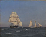 christoffer-wilhelm-eckersberg-1845-'n-privaatvaarder-uitseil-'n-jaag-fregat-kuns-druk-fyn-kuns-reproduksie-muurkuns-id-ar0ob85uw
