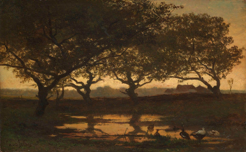 albert-gerard-bilders-1862-woodland-pond-at-sunset-art-print-fine-art-reproduction-wall-art-id-ar19wm5ql