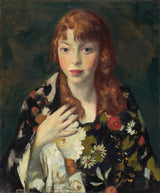 罗伯特·亨利（robert henri）1915年，埃德娜·史密斯（edna Smith）穿着日本式包装艺术印花，精美的艺术复制品，壁画，艺术ID，AR1BDFS8V