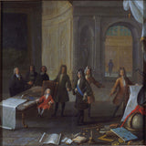 anonymous-1715-louis-xv-child-reciving-lection-in-the-присуство-на-кардинал-флери-и-регент-уметноста-печатење-фина-уметност-репродукција-ѕидна уметност