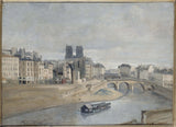 camille-corot-1833-le-quai-des-goldsmiths-and-the-pont-saint-michel-art-print-fine-art-reproductie-muurkunst