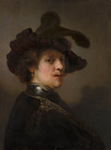 rembrandt-van-rijn-1640-tronieof-um-homem-com-uma-boina-de-penas-impressão-de-arte-reprodução-de-finas-artes-art-de-parede-id-ar4kqo64l