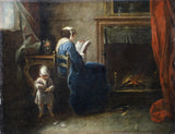 pierre-parrocel-1735-kvinna-läser-framför-en-eldstad-konsttryck-fin-konst-reproduktion-väggkonst-id-ar5ipc6sy