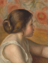 皮埃尔·奥古斯特·雷诺阿1890年，一个年轻女孩的头打印艺术精美的艺术复制墙艺术ID AR8CJXNWC