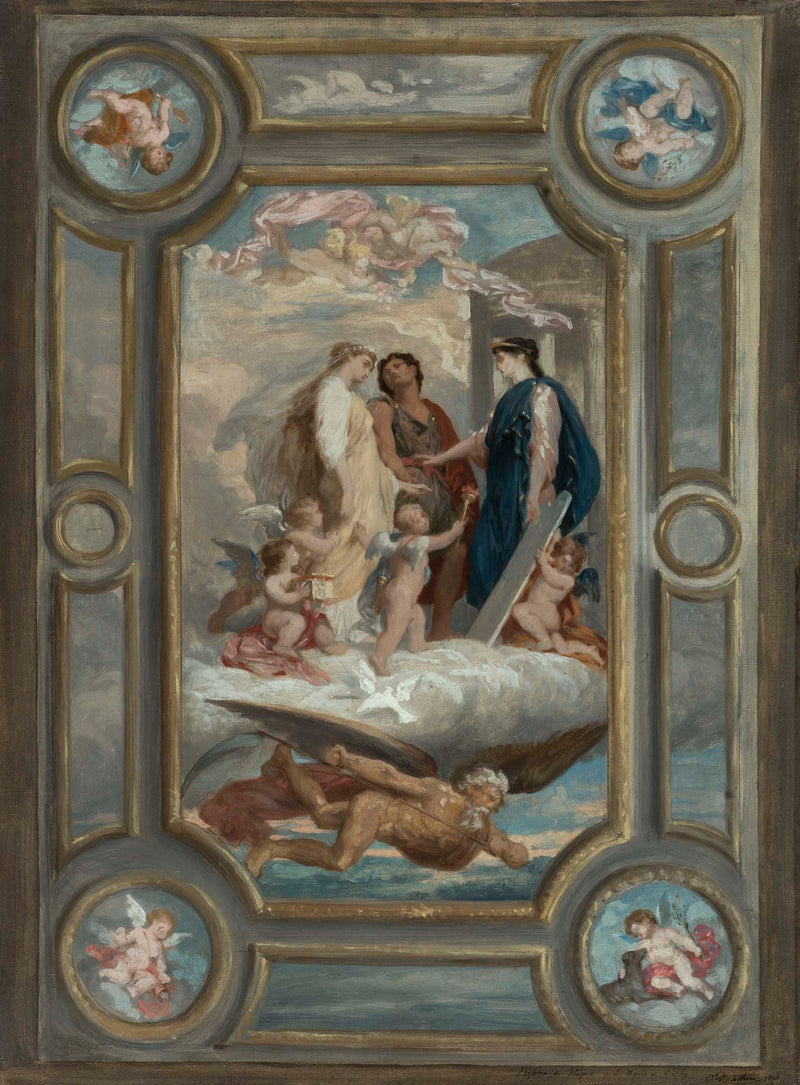 oscar-pierre-mathieu-1877-sketch-for-mayor-of-clichy-marriage-allegory-ceiling-of-the-marriage-hall-art-print-fine-art-reproduction-wall-art