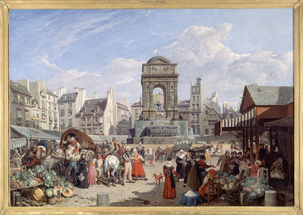 john-james-chalon-1822-the-market-and-fountain-of-the-innocents-art-print-fine-art-reproduction-wall-art