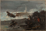 jean-baptiste-carpeaux-1873-skeppsvrak-i-hamnen-i-dieppe-konst-tryck-fin-konst-reproduktion-vägg-konst