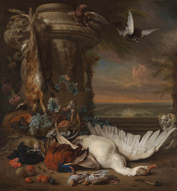 jan-weenix-1714-hunting-and-fruit-still-life-next-to-a-garden-vase-art-print-fine-art-reproduction-wall-art-id-ara6ne3ye