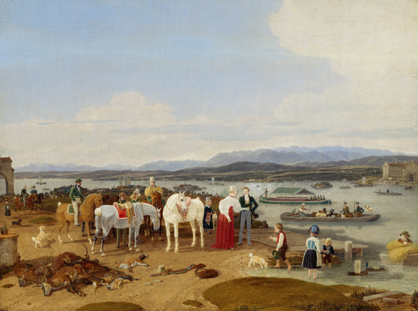 wilhelm-von-kobell-1833-after-the-hunt-on-lake-constance-art-print-fine-art-reproduction-wall-art-id-aracev50s