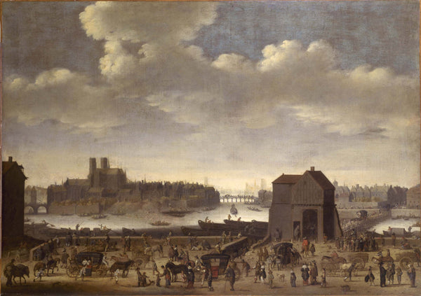 theodor-dirck-matham-1646-the-dock-and-the-bridge-of-the-tournelle-1646-art-print-fine-art-reproduction-wall-art