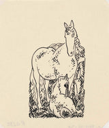 leo-gestel-1935-uten tittel-hest-og-føll-liggekunst-trykk-fin-kunst-reproduksjon-veggkunst-id-ardiagroj