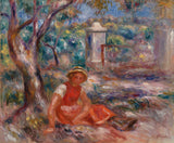 pierre-auguste-renoir-1914-tüdruk-puu jalamil-tüdruk-puu-kunstitrükk-peen-kunsti-reproduktsioon-seina-art-id-ardkg38xb