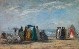 eugene-Boudin-1869-the-beach-at-Trouville-art-print-fine-art-gjengivelse-vegg-art-id-arehyapg2