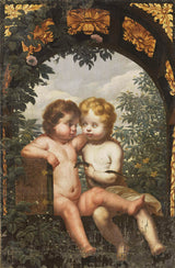 neznano-1650-kristjan-alegorija-z-dvema otrokoma-s-biblijo-in-kačo-art-tisk-likovna-reprodukcija-stena-umetnost-id-areifx7ul