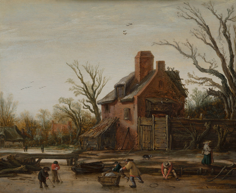 esaias-van-de-velde-1624-winter-landscape-with-farmhouse-art-print-fine-art-reproduction-wall-art-id-arg4o5165