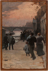 paul-albert-baudouin-1889-eskiis-pariisi-raekoja-õhtu-kunstitrükk-peen-kunsti-reproduktsioon-seinakunsti jaoks