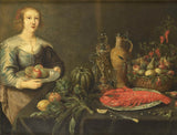 monogrammist-as-schilder-1625-uma-mulher-perto-de-uma-mesa-com-frutas-art-print-fine-art-reproduction-wall-art-id-argdoio3d