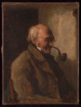 儒勒·布列塔尼 1860 年拿煙斗的人藝術印刷美術複製品牆壁藝術