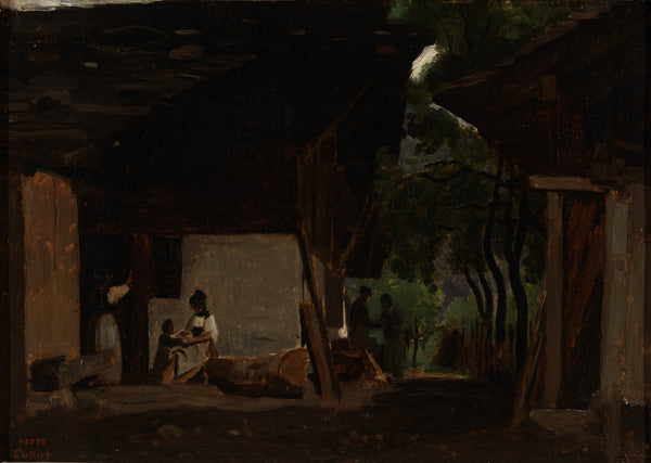 Camille Corot, 1855 - Entrance to a Chalet in the Bernese Oberland - fine art print