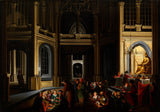 डर्क वैन डेलेन, 1628 - बेल के पुजारियों के साथ रात में वास्तुशिल्प इंटीरियर - ललित कला प्रिंट