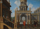 Dirck van Delen, 1627 - Cena arquitetônica - tribunal de um palácio - impressão de belas artes