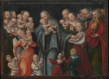 盧卡斯·克拉納赫年輕者和工作室 1545 基督祝福兒童藝術印刷品美術複製品牆藝術 id arjfom0rm