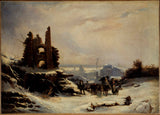 louis-claude-mallebranche-1830-le-retour-du-marché-effet-neige-sur-paris-impression-d'art-reproduction-d'art-mur-art