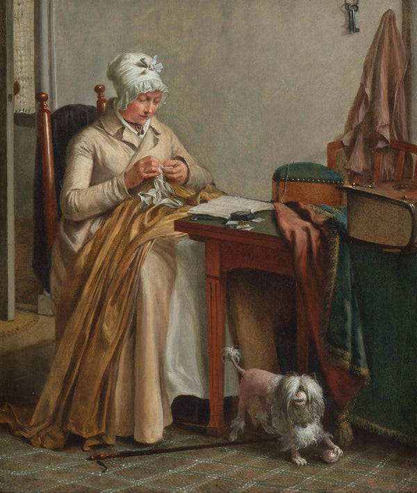 wybrand-hendriks-1800-interior-with-woman-sewing-art-print-fine-art-reproduction-wall-art-id-arr29w4lk