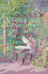 鲁道夫-垃圾-1905-男人在凉亭里阅读艺术印刷品美术复制品墙艺术 id-arshqus38