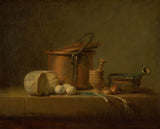 jean-baptiste-simeon-chardin-1735-stilleben-med-kobber-gryde-ost-og-æg-kunsttryk-fin-kunst-reproduktion-vægkunst-id-arshuia0a