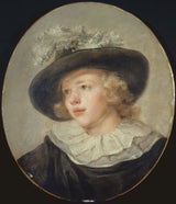 jean-honore-fragonard-1785-retrato-de-menino-com-um-chapéu-de-penas-impressão artística-reprodução de belas artes-arte de parede