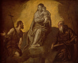 paolo veronese 1630的追随者，处女和孩子与圣徒约翰，施洗约翰和安东尼·雅培的艺术印刷精美的艺术复制品墙上艺术id arvp1usa8