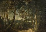 philips-augustijn-immenraet-paisagem-com-árvores altas perto de uma ravina-impressão de arte-reprodução de belas artes-arte-de-parede-id-arw6o8cj5