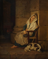 菲利普-馮-福爾茨-1836-羅馬教堂裡睡覺的意大利乞丐女孩藝術印刷品美術複製品牆藝術 id-arx6j9ma6