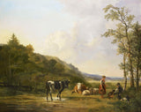 pieter-gerardus-van-os-1820-landskap-met-veewagters-en-bees-kuns-drukkuns-reproduksie-muurkuns-id-arz1woe6l