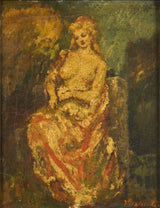 阿道夫·约瑟夫·托马斯·蒙蒂切利，年轻的女人，带着风扇艺术印刷精美的艺术复制品，墙，艺术，id，arznqcxsm