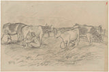 jozef-israels-1834-乳清中的乳牛，即將被擠奶的藝術印刷品美術複製品牆藝術 id-arzwq0iib