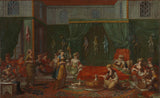 ジャン・バティスト・ヴァンモール-1720-著名なトルコ人女性の部屋に横たわる-アート-プリント-ファインアート-複製-ウォールアート-id-as054c4vd