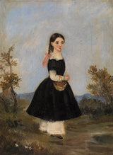 未知 1840 年农民女孩在风景艺术版画美术复制墙艺术 ID as3z1hw9y