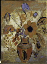 odilon redon 1900-伊特鲁里亚花瓶与鲜花艺术印刷精美的艺术复制品墙壁艺术idas4kkead5