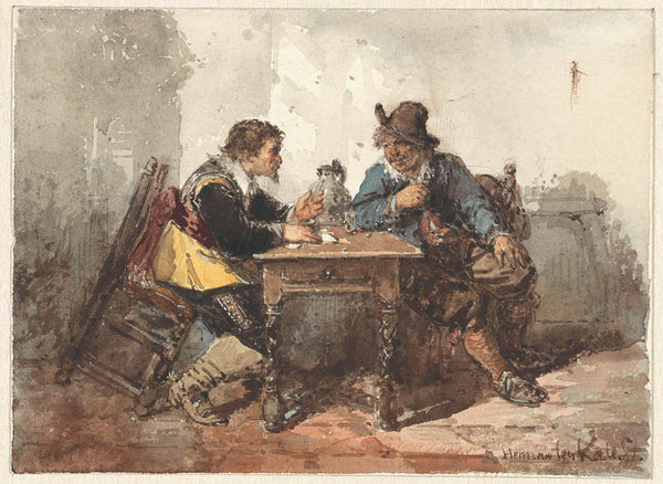 herman-frederik-carel-ten-kate-1832-two-men-sat-at-a-table-art-print-fine-art-reproduction-wall-art-id-as89n9w0t