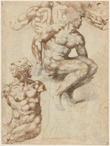 米開朗基羅-1485-兩個裸體和一個背面藝術印刷品美術複製品牆藝術 id-asanl5jrc