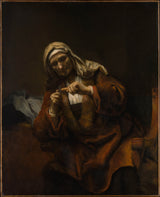 რემბრანდტ-ვან-რიჯნი-1655-მოხუცი ქალი ფრჩხილებს ჭრის-ხელოვნება-ბეჭდვა-fine-art-reproduction-wall-art-id-ascg7qbo3