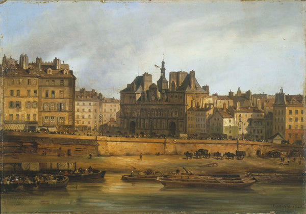 giuseppe-canella-1828-the-town-hall-and-the-greve-seen-from-the-ile-de-la-cite-art-print-fine-art-reproduction-wall-art