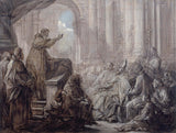 Kārle-Vanlū-1755-Svētā augustīna-sludināšana-pirms-valēra-uzvaras-uzvaras-baznīcas-kora-gleznas-skice- art-print-fine-art-reproduction-wall-art