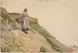Winslow-homer-1882女孩背着篮子艺术印刷精美的艺术复制品墙壁艺术idasg75ts4k