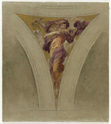 弗朗索瓦-肖默-1888-巴黎市政廳節日樓梯素描諷刺歌曲藝術印刷美術複製品牆-藝術